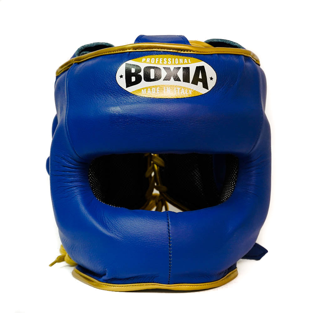 Superamerica Facebar Boxing Headguard - Blue & Gold