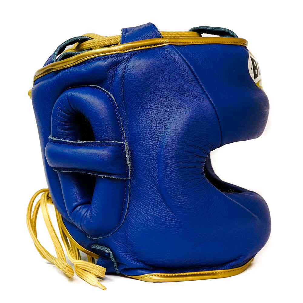 Superamerica Facebar Boxing Headguard - Blue & Gold
