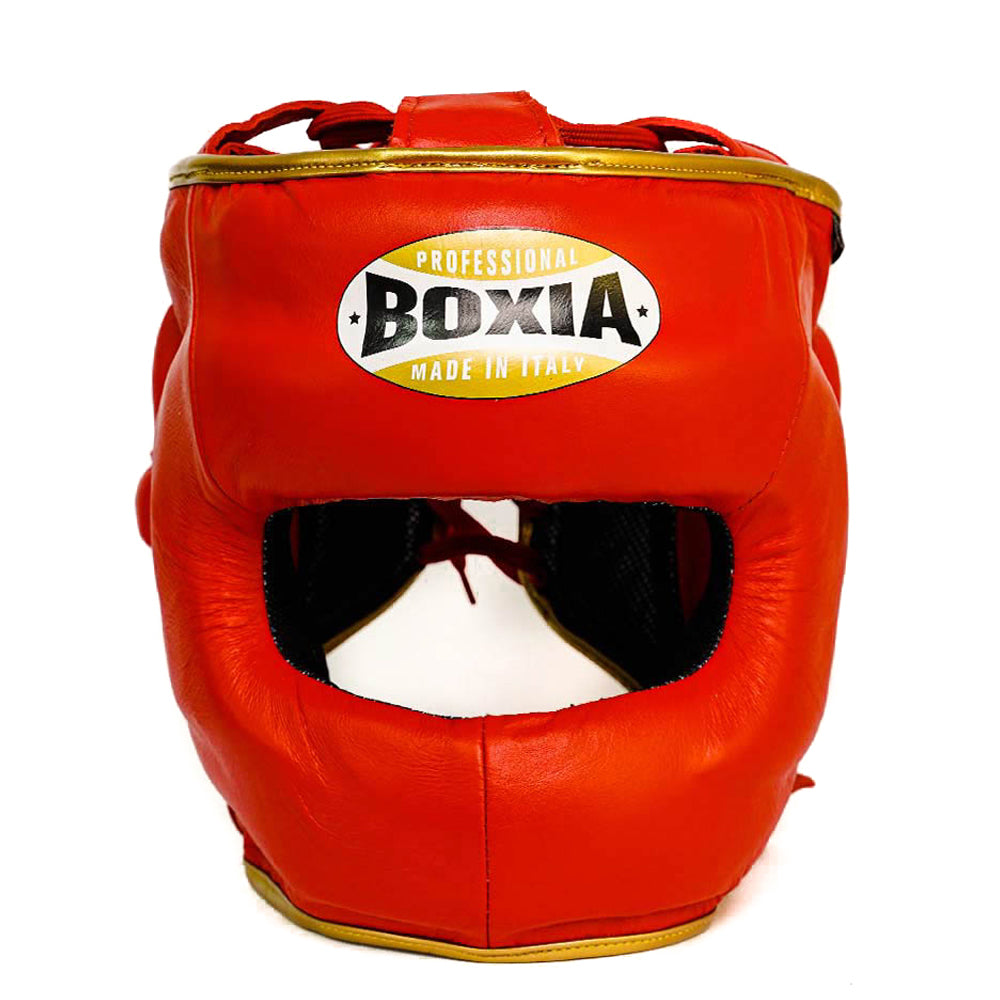 Superamerica Facebar Boxing Headgear - Red & Gold