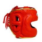 Superamerica Facebar Boxing Headgear - Red & Gold