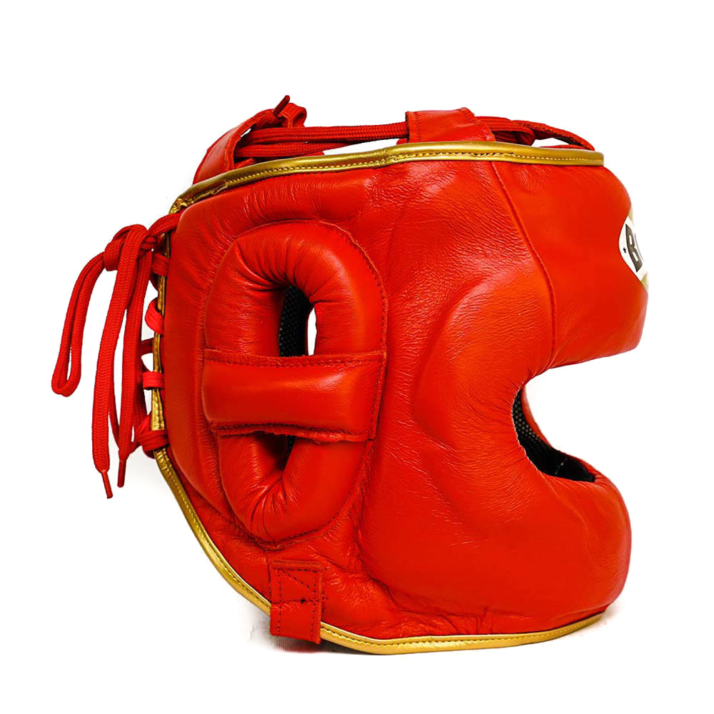 Superamerica Facebar Boxing Headgear - Red & Gold