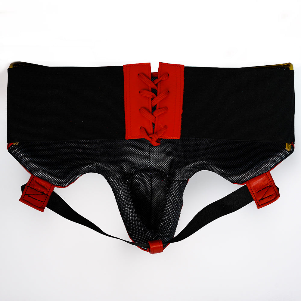 Protezione Men's Boxing Groin Guard - Red & Gold