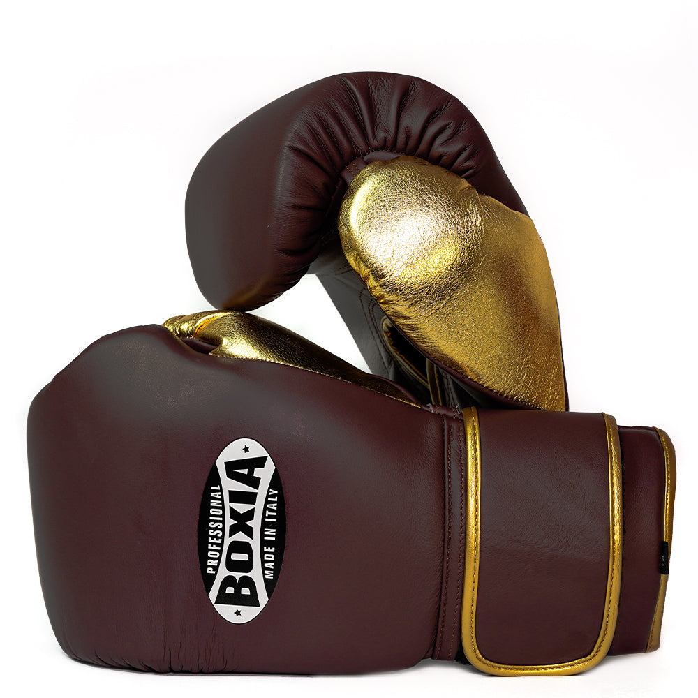 Gbs One - Boxing gloves with strap - Burgundy and Gold