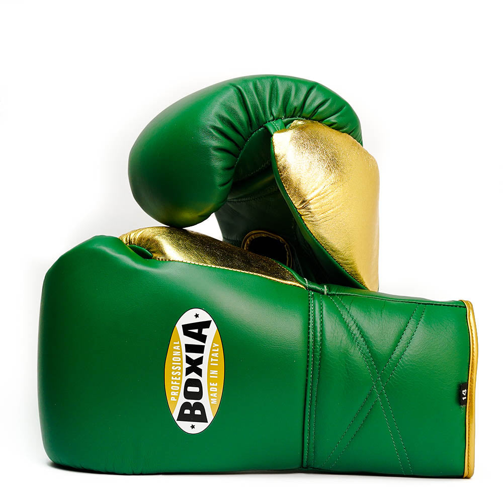 GTX - Lace-up boxing sparring gloves - Green and Gold