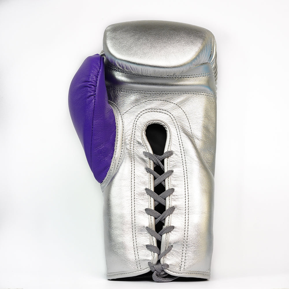 GTX - Sparring gloves with laces - Silver and Purple