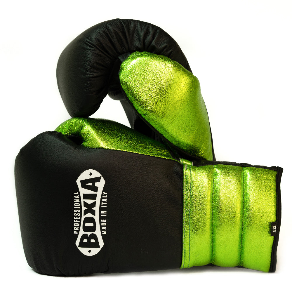 Triplex Metal - Sparring Gloves - Black and Metallic Green